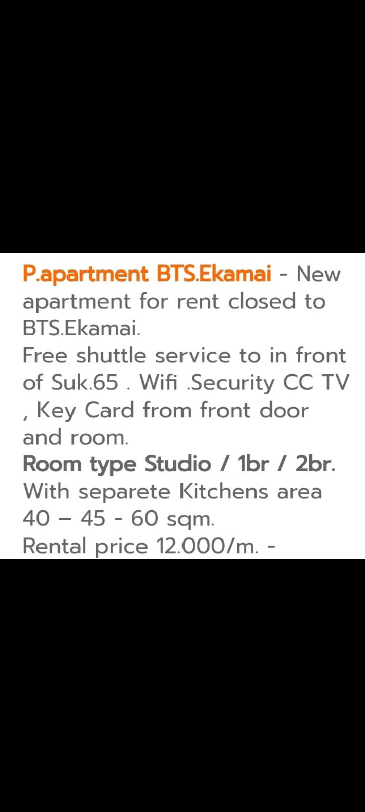 P. apartment studio type for rent BTS.Ekamai — photo 2