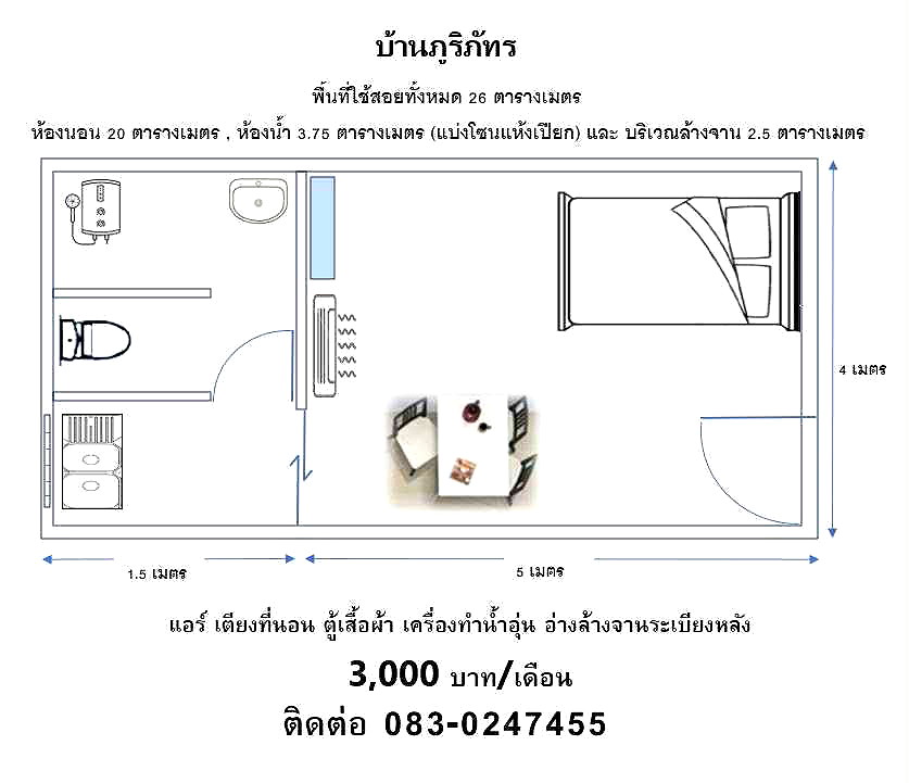 รูปภาพ หอพัก บ้านภูริภัทร | อพาร์ทเม้นท์ หอพัก ที่พัก ห้องพัก - รูปที่ 5/6