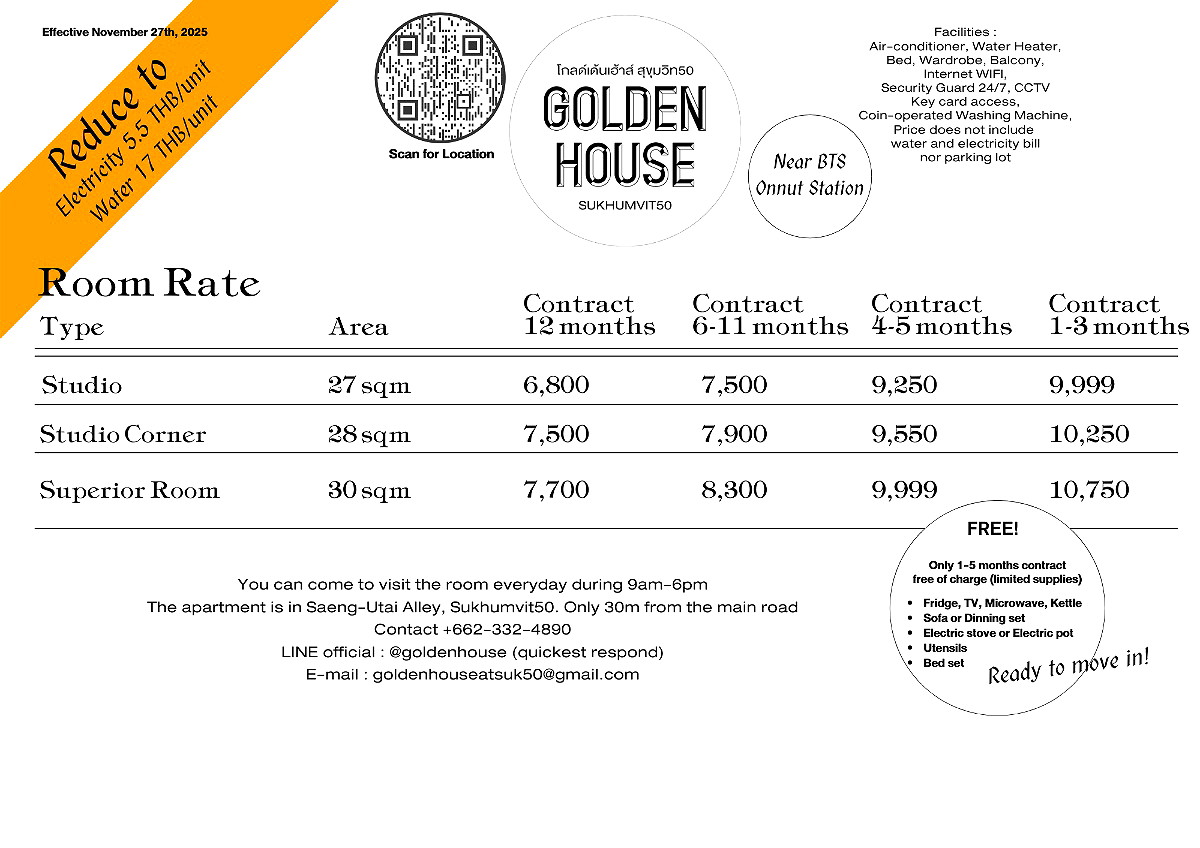 Pictures of Golden House @ Onnut Station (Walk 9 minutes from BTS Onnut) 3/51