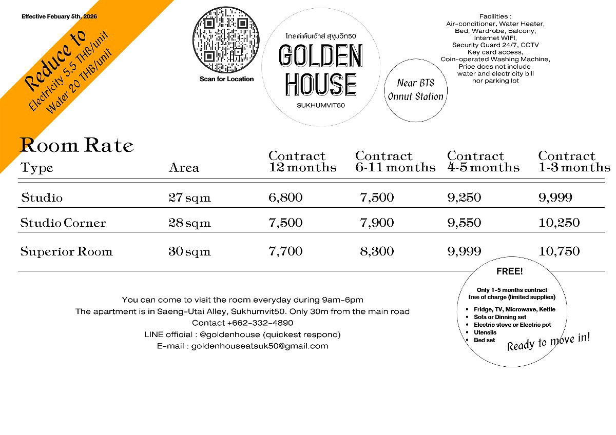 Pictures of Golden House @ Onnut Station (Walk 9 minutes from BTS Onnut) 3/51