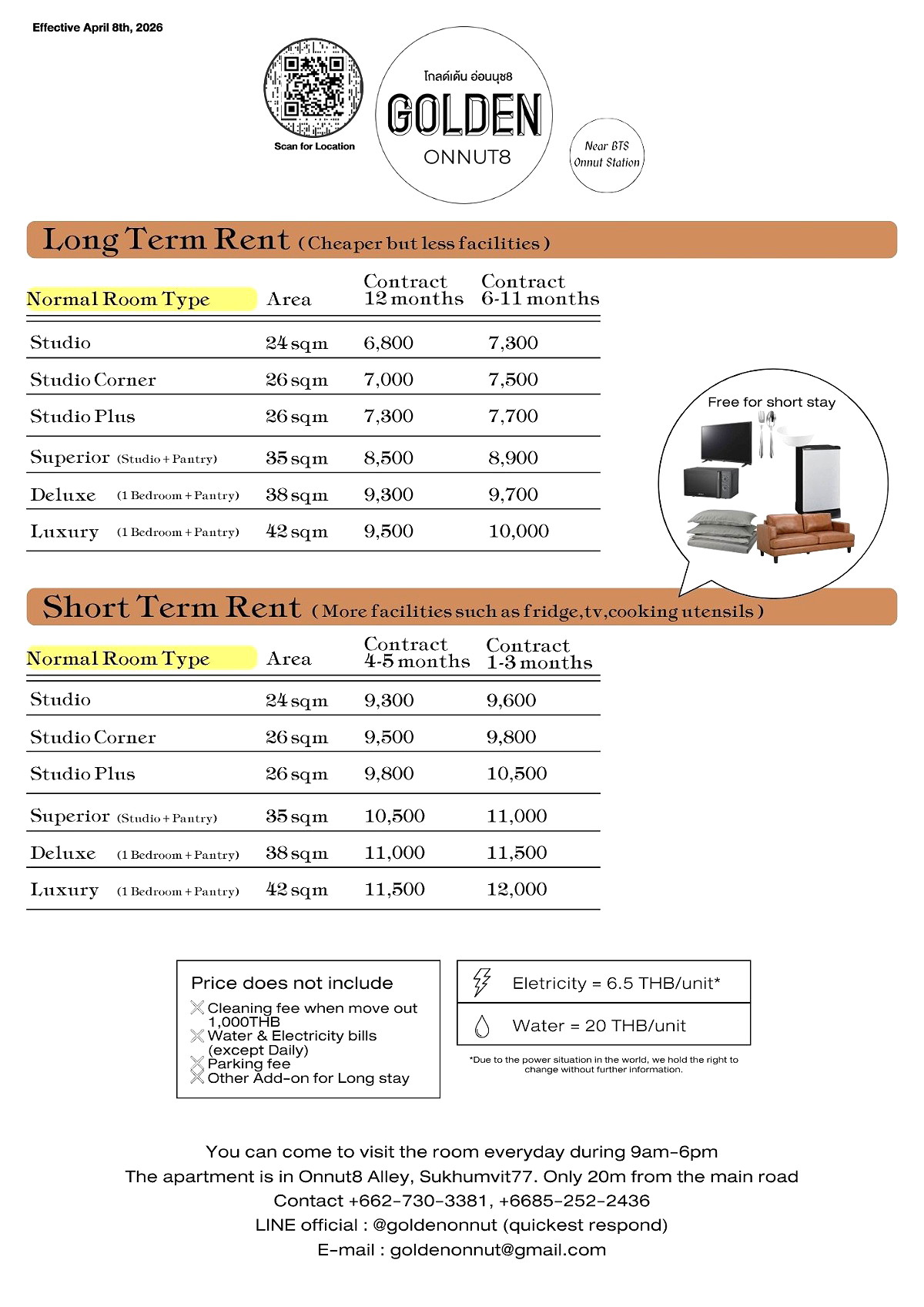 รูปภาพ Golden Onnut โกลเด้น อ่อนนุช | อพาร์ทเม้นท์ หอพัก ที่พัก ห้องพัก - รูปที่ 2/47