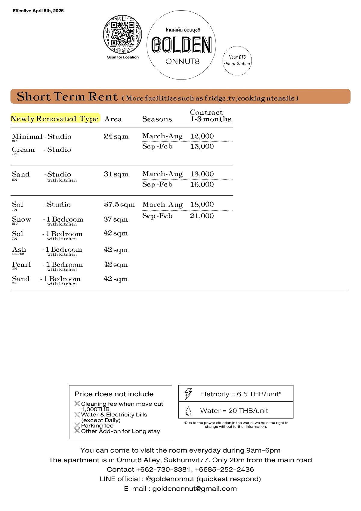 รูปภาพ Golden Onnut โกลเด้น อ่อนนุช | อพาร์ทเม้นท์ หอพัก ที่พัก ห้องพัก - รูปที่ 3/47