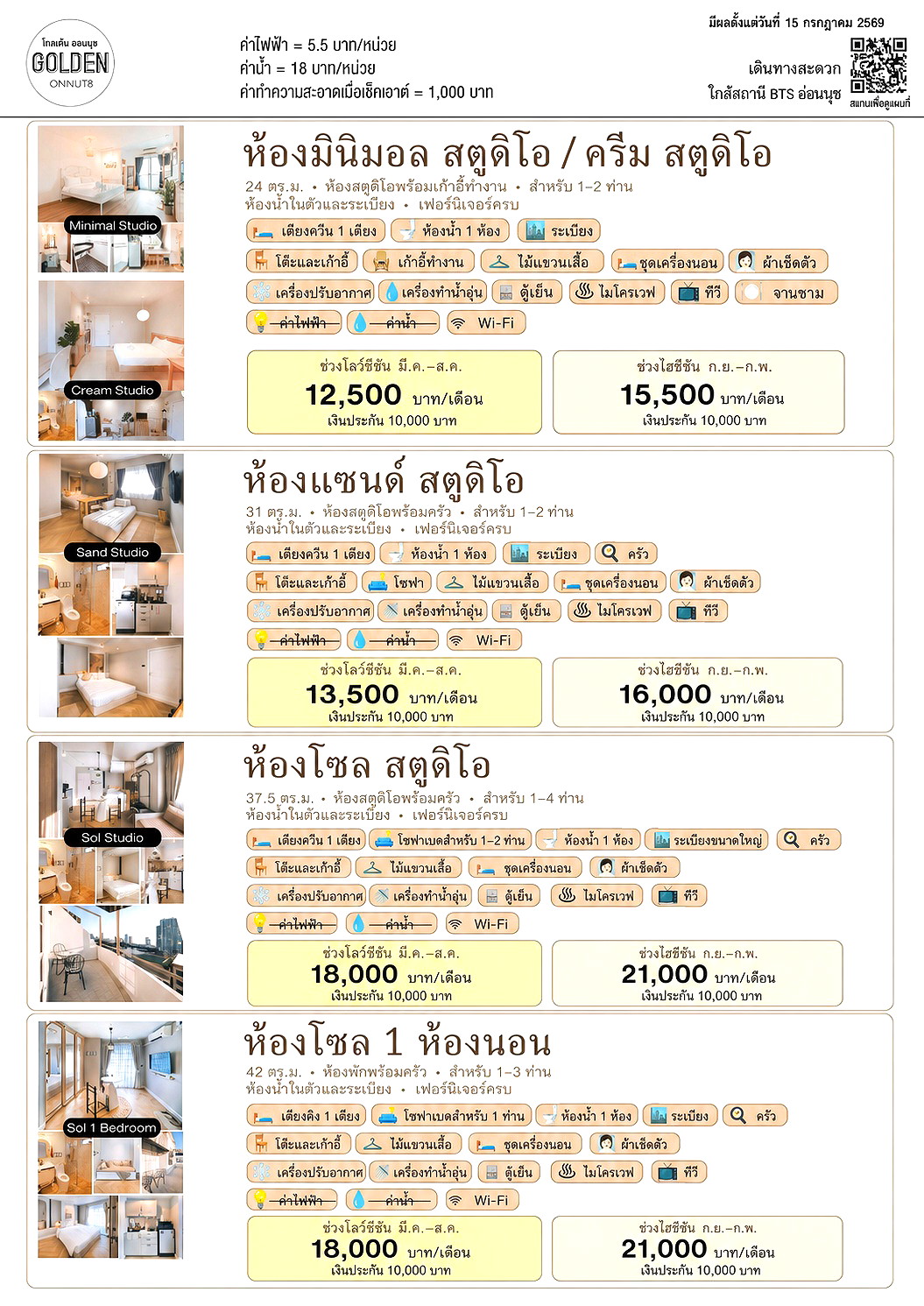 รูปภาพ Golden Onnut โกลเด้น อ่อนนุช | อพาร์ทเม้นท์ หอพัก ที่พัก ห้องพัก - รูปที่ 51/59